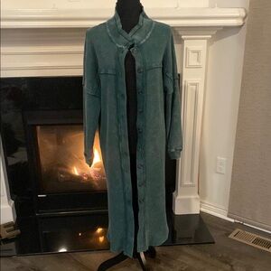 Teal Button-Up Long Coat